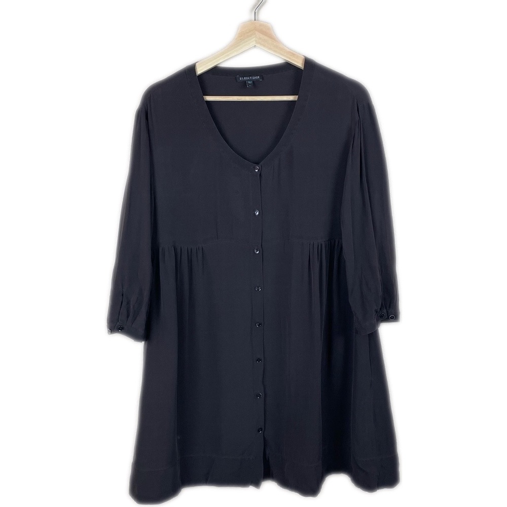 Eileen Fisher 100% Silk Brown Tunic Size XS